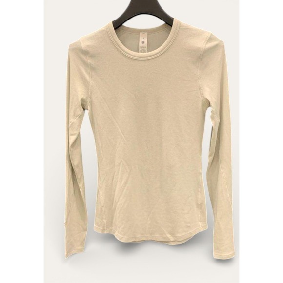 lululemon athletica Tops - Lululemon Hold Tight LS Shirt Womens 4 Beige Shimmer Sparkle Long Sleeve